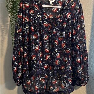 2/$12 Jack BB Dakota Oversized Floral Print Boho Blouse